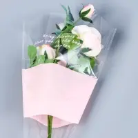 Пакет конус для цветов, с нетканым материалом, 26+7&times;37 см, розовый