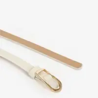 Ремень женский тонкий, 110&times;1.2 см, пряжка металл, золотистая, белый