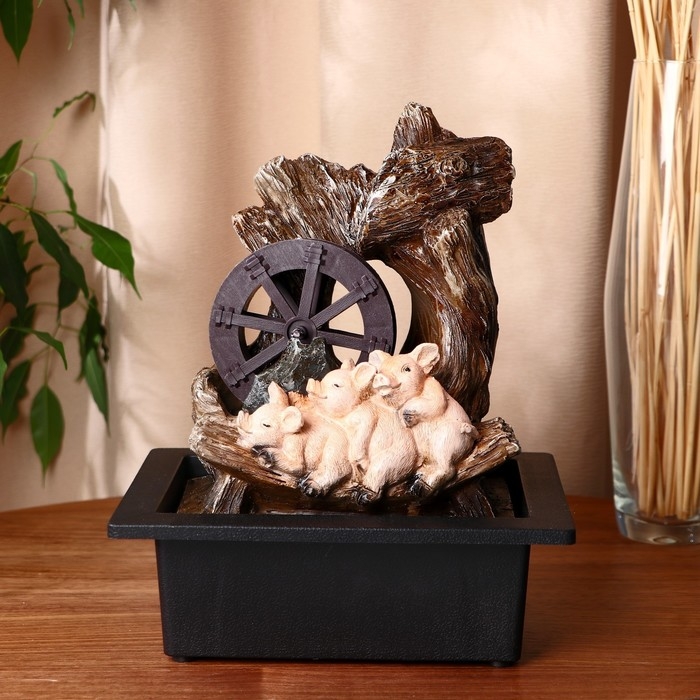 Фонтан Фонтан "Поросятки у мельницы" 16х20х26 см (без шарика, с подсветкой)