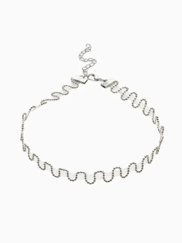 Чокер &laquo;Волна&raquo; сияющая, цвет серебро, L=30 см+7 см