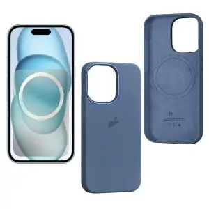 Чехол для iPhone 15 Pro Silicone Case 100% ORG (MagSafe + анимация NFC) c LOGO Winter Blue