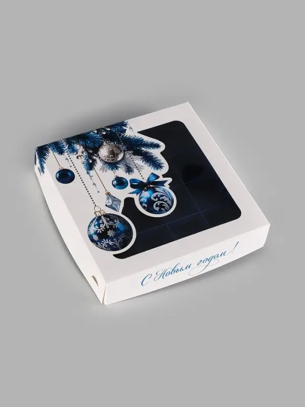 Коробка для 16 конфет &laquo;Синие шары&raquo;, 18,9 х 18,9 х 3,8 см