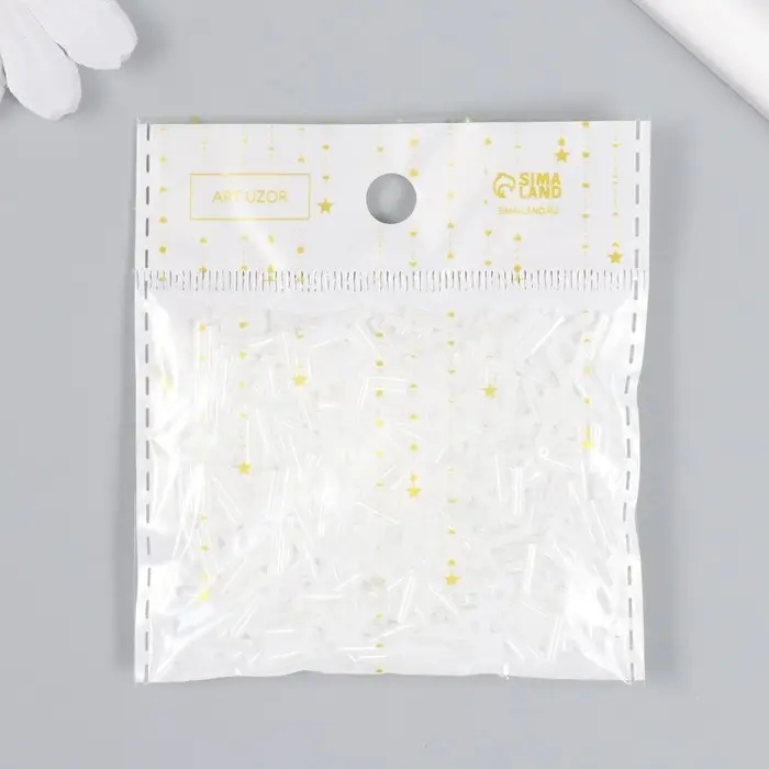 Стеклярус размер 6 мм  Стеклярус размер 6 мм "Белая устрица" 20 гр