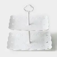 Этажерка для фруктов и десертов Доляна &laquo;Вивьен&raquo;, 2 ярусная, пластик, прямоугольная, 22.5&times;16 см, 26.5&times;19 см, белая