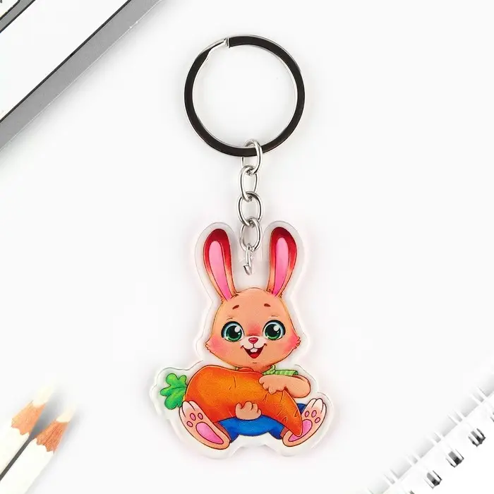 Брелок для ключей детский акриловый «Зайка», 3,5 х 10 см