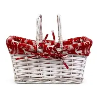 Корзина плетеная 37 х 28 х 18 см, ручка h=13 см белая, НГ ткань красный Корзина плетеная 37 х 28 х 18 см, ручка h=13 см белая, НГ ткань красный