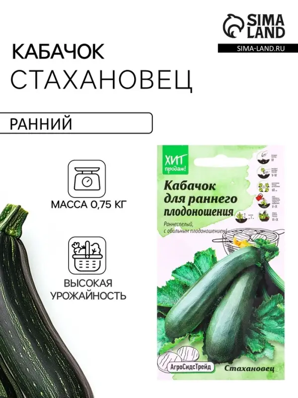 Семена Кабачок &laquo;Стахановец&raquo;, 1 г, ранний, &laquo;АгроСидсТрейд&raquo;