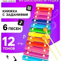 Металлофон музыкальная игрушка &laquo;Весёлые песни&raquo;, 12 тонов, карточки с песнями