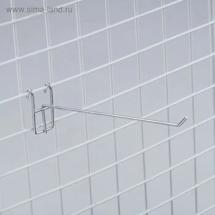 Крючок на сетку одинарный, цвет хром, d=6 мм, L=15 см Крючок на сетку одинарный, цвет хром, d=6 мм, L=15 см