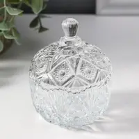 Шкатулка стекло "Цветочная" прозрачная 6,8х6,8х9 см