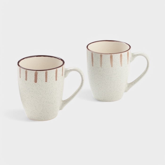 Набор кружек 2 шт  Доляна  Набор кружек 2 шт  Доляна "Скандинавия" 360 мл, 12х9х10 см, цвет бежевый