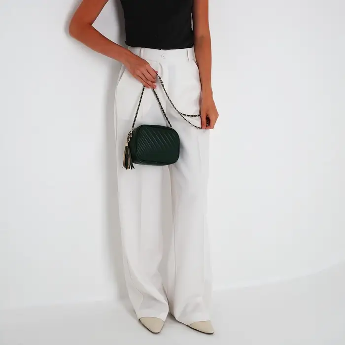 Сумка женская кросс-боди на молнии, 21&times;7&times;14 см, зелёный