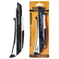 Нож канцелярский 18 мм корпус, чёрное лезвие, МИКС