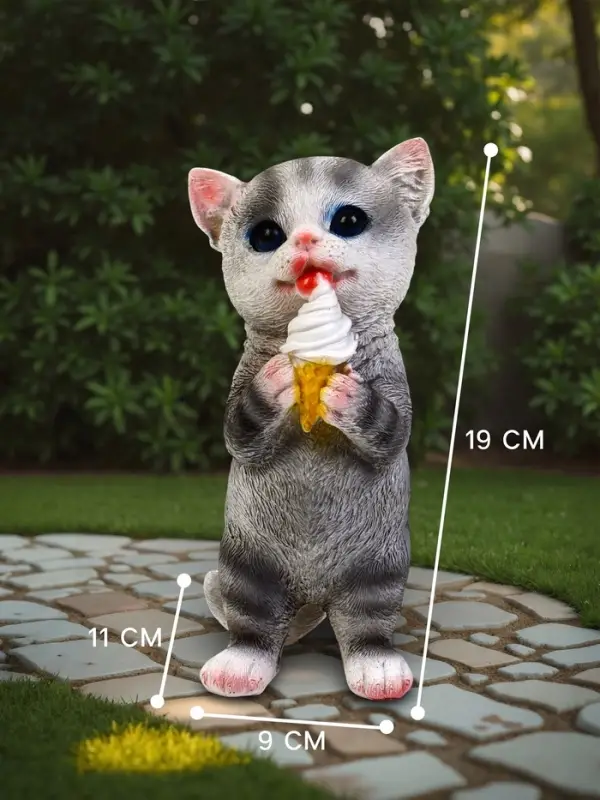 Садовая фигура из полистоуна &laquo;Котёнок с мороженым&raquo;, 19&times;11&times;7 см