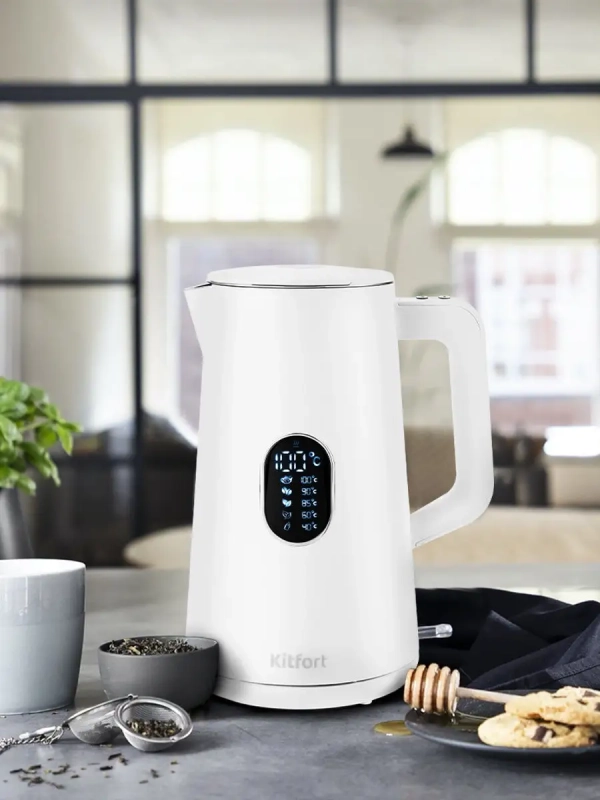 Чайник электрический металлический пластик КТ-6115 - 1.5 л