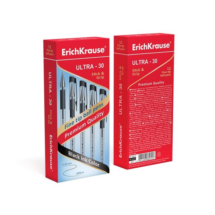 Ручка шариковая ErichKrause ULTRA-30, игольчатый узел 0.7 мм, чернила чёрные, резиновый держатель, длина линии письма 2000 метров Ручка шариковая ErichKrause ULTRA-30, игольчатый узел 0.7 мм, чернила чёрные, резиновый держатель, длина линии письма 2000 метров