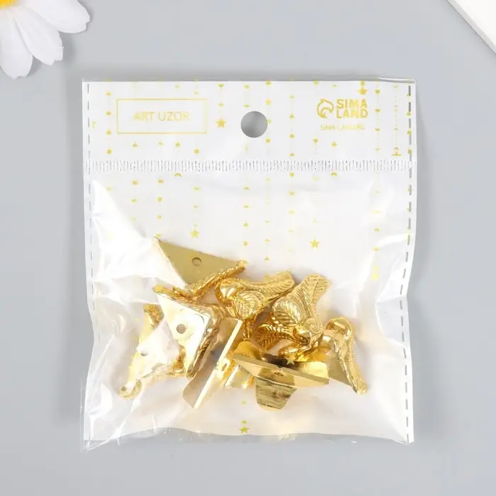 Уголок (ножка) для шкатулки пластик &laquo;Рептилия&raquo;, под золото, набор 8 шт., 2&times;1.8 см