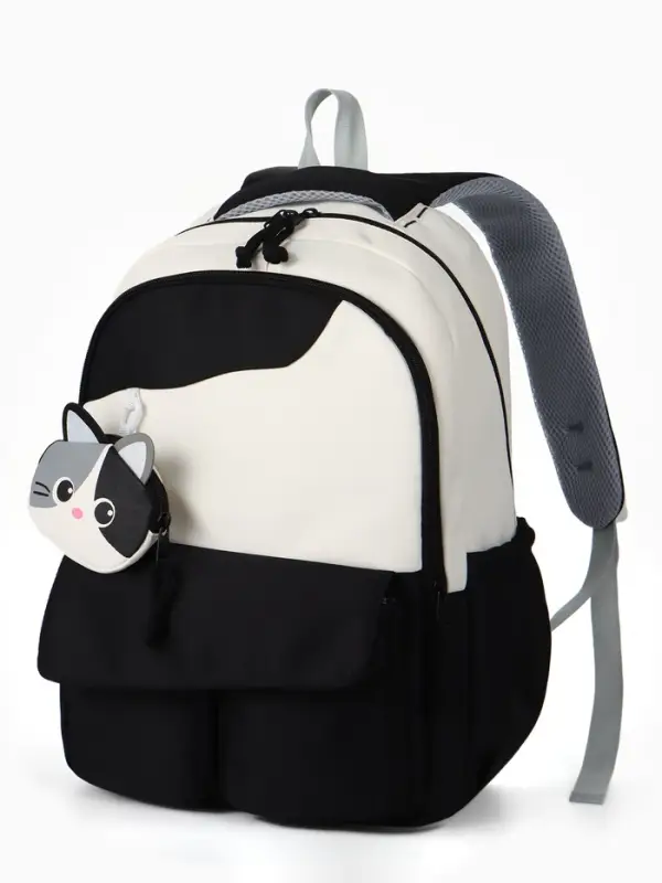 Рюкзак 32*14*46 см, 2 отд, 4 н/карм, +Кошелек, Кот, черный/белый