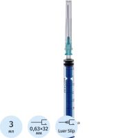 Шприц 3-комп. однораз. 3мл LS 23G(0,63х32) прил. 100шт/уп MedAim