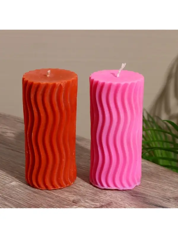 Свеча "Волны" 6х6х12 см, соевый воск МИКС