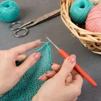 Крючок для вязания, с силиконовой ручкой, d=2.5 мм, 14 см, оранжевый