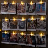 Гирлянда &laquo;Нить&raquo; 2 м, роса с насадками &laquo;Прищепки-цыплёнок&raquo;, IP20, серебристая нить, 20 LED, от батареек АА&times;2, свечение тёплое белое