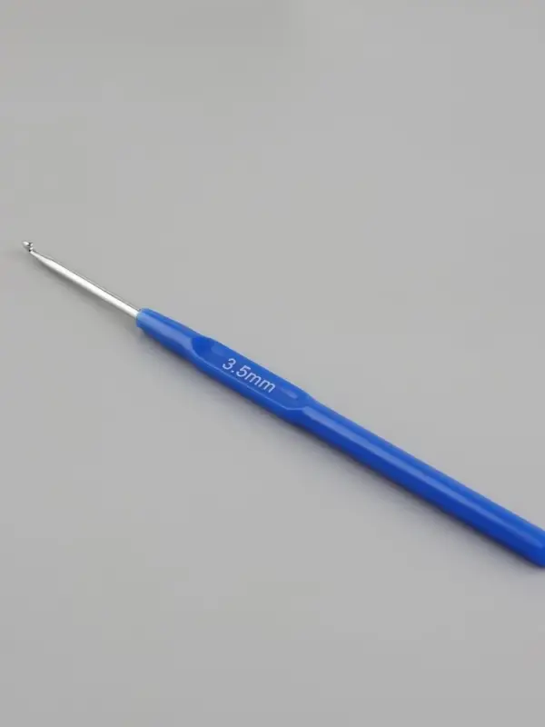Крючок для вязания, с пластиковой ручкой, d=3.5 мм, 13.5 см, синий