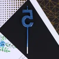 Свеча для торта, цифра «5», синяя, 4 х 13 см
