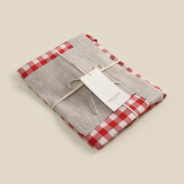 Сумка шоппер SL HOME Red cage, 50&times;50 см, 100% лён, 150 г/м2