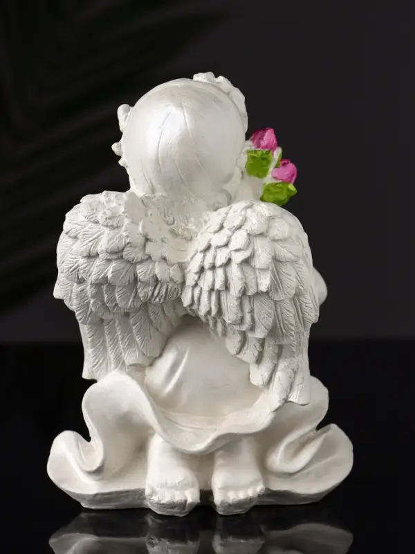 Фигурка гипс &laquo;Ангел с букетиком&raquo;, 15&times;8&times;9 см, перламутр