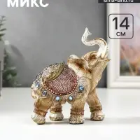 Фигурка полистоун &laquo;Слон в попоне с сапфирами&raquo;, под дерево, 14&times;13&times;6 см, МИКС