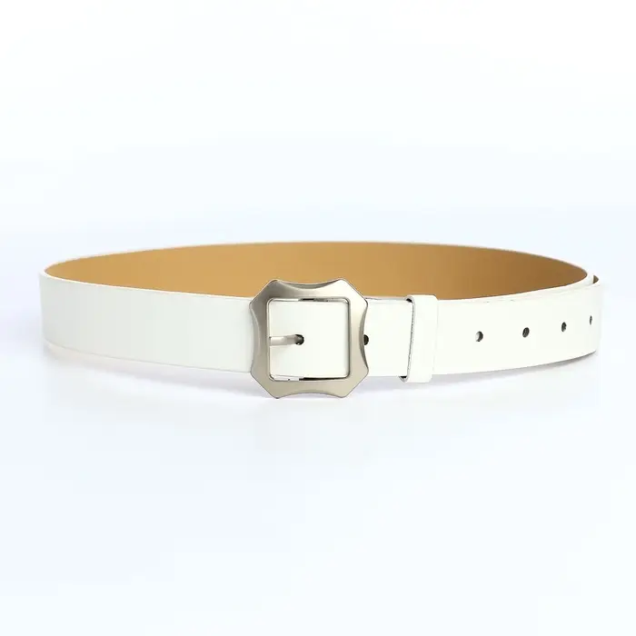 Ремень женский с винтом, 110&times;2.5 см, матовая классическая пряжка металл, белый