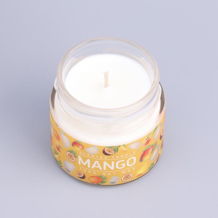 Свеча ароматическая в банке  Свеча ароматическая в банке "Манго маракуйя", совый воск, 80 г