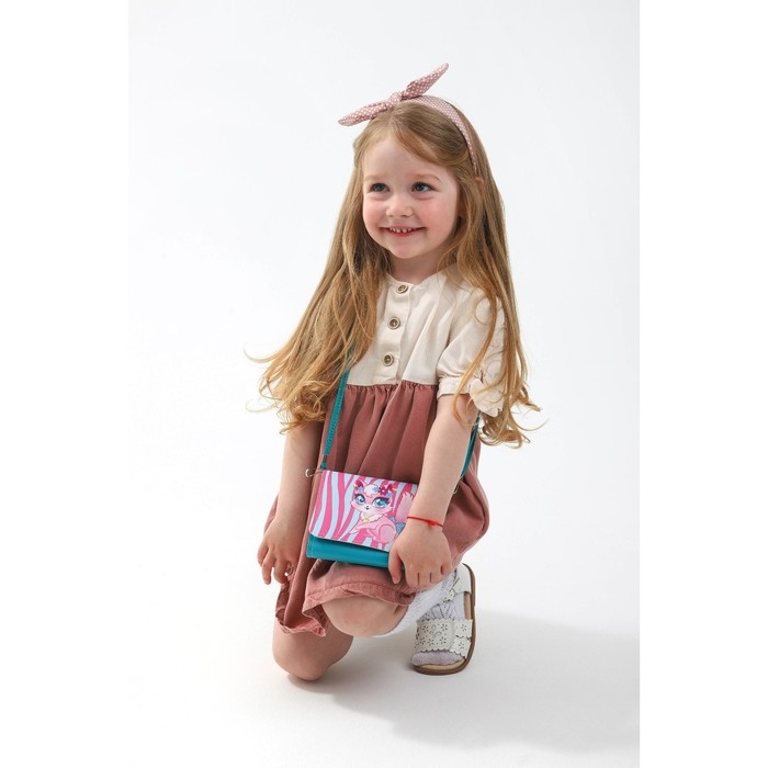 Сумка детская для девочки Сумка детская для девочки "Кошечка", на клапане, цвет бирюзовый/розовый