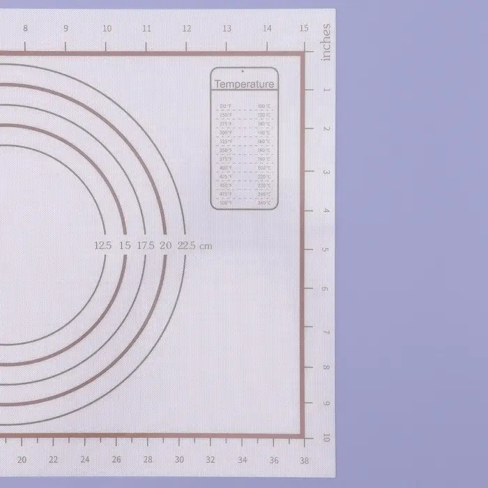 Коврик для выпечки и раскатки теста с разметкой, армированный, силикон, 42&times;29.5 см, белый