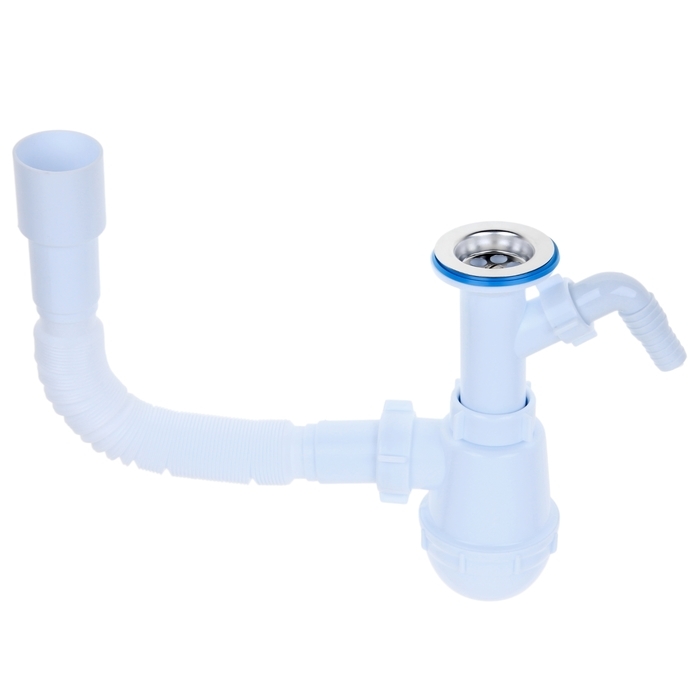 Сифон для раковины  Сифон для раковины "АНИ Пласт" A2015, 1 1/2", отвод для стиральной машины, гибкая труба