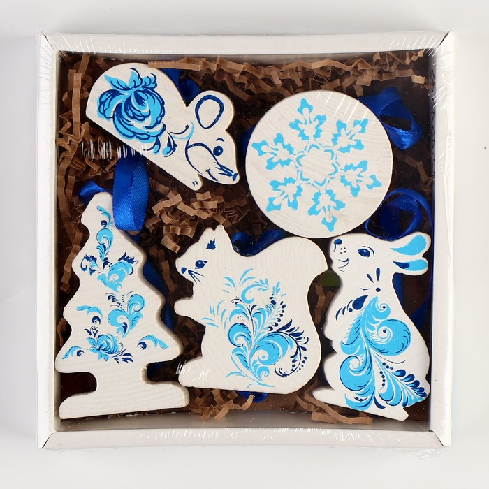 Набор ёлочных игрушек  Набор ёлочных игрушек "Зимние узоры" 5 деталей