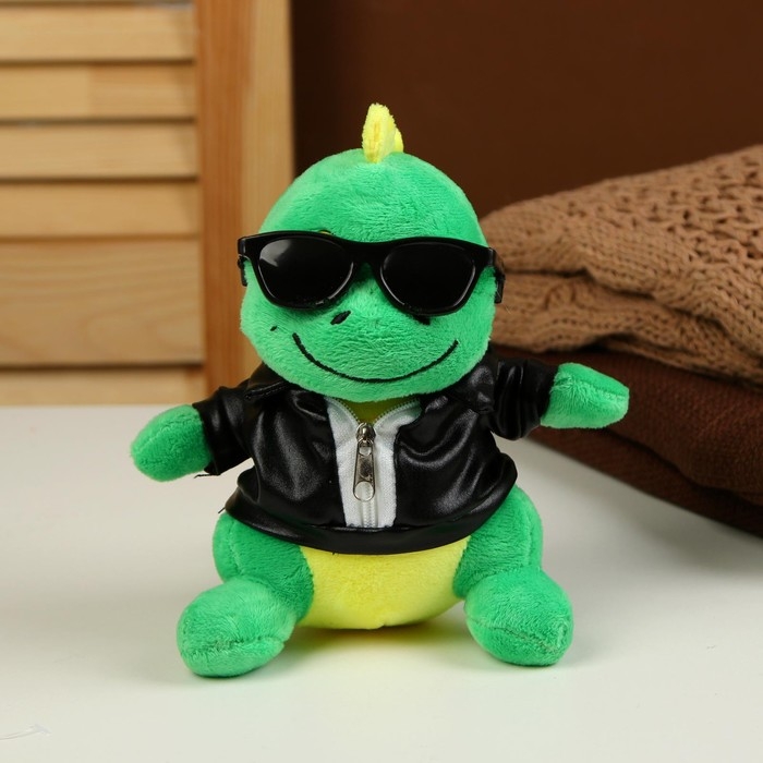 Мягкая игрушка «Дракон», в чёрной куртке и очках, 15 см, цвет зелёный Мягкая игрушка «Дракон», в чёрной куртке и очках, 15 см, цвет зелёный