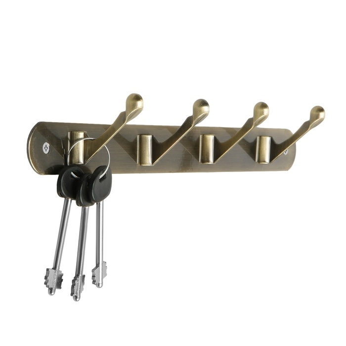 Вешалка ТУНДРА TVF002, металлическая, четырехрожковая, цвет бронза   857068
