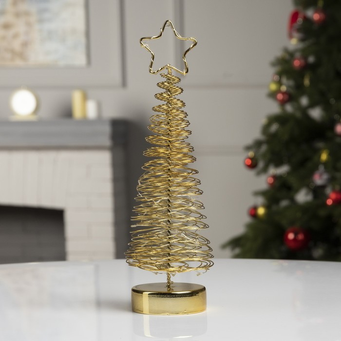 Светодиодная фигура «Ёлка плетёная» 8 × 30 × 8 см, металл, батарейки АААх3 (не в комплекте), свечение тёплое белое Светодиодная фигура «Ёлка плетёная» 8 × 30 × 8 см, металл, батарейки АААх3 (не в комплекте), свечение тёплое белое