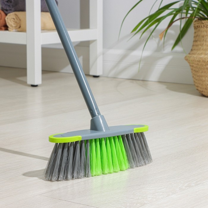 Щётка для пола с отбойниками Доляна, черенок из нержавеющей стали, 27×6×126 см, цвет серый Щётка для пола с отбойниками Доляна, черенок из нержавеющей стали, 27×6×126 см, цвет серый