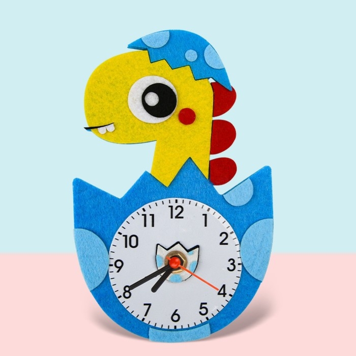 Часы настольные DIY Часы настольные DIY "Динозавр из фетра" детские, набор для творчества, 23 х 21 см, АА