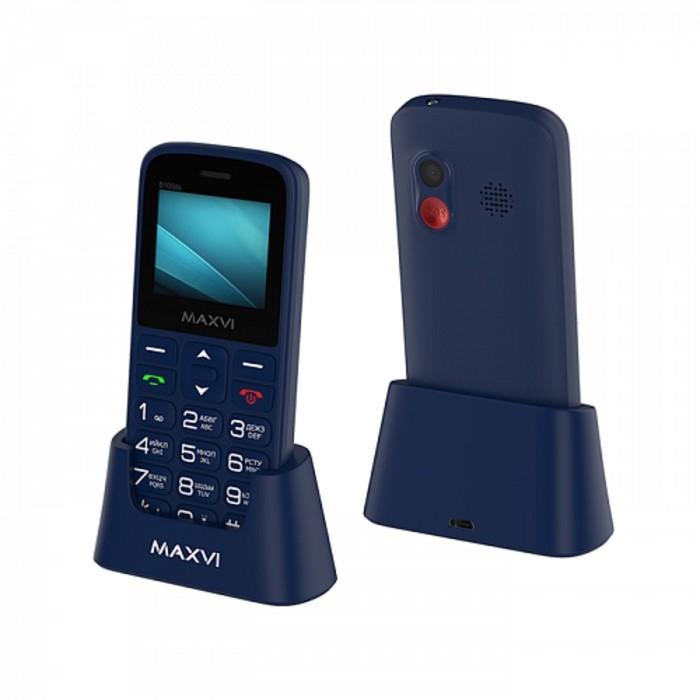 Сотовый телефон Maxvi B100ds, 1.77 Сотовый телефон Maxvi B100ds, 1.77",1.3Мп, microSD, 2sim, FM,SOS, док.станция,1000мАч,синий
