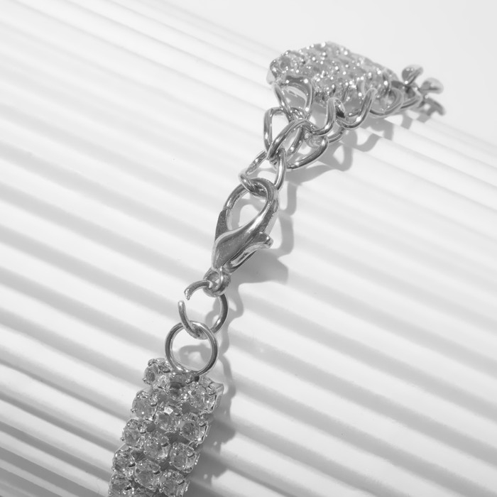 Браслет со стразами «Брайт» овал, цвет белый в серебре