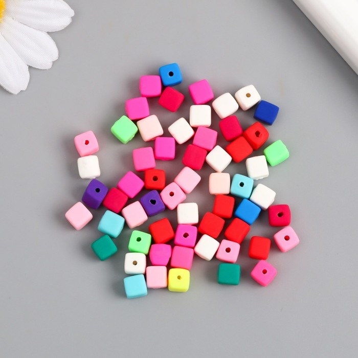 Бусины для творчества PVC Бусины для творчества PVC "Кубики. Яркий карнавал" набор 62 шт 0,6х0,6х0,6 см