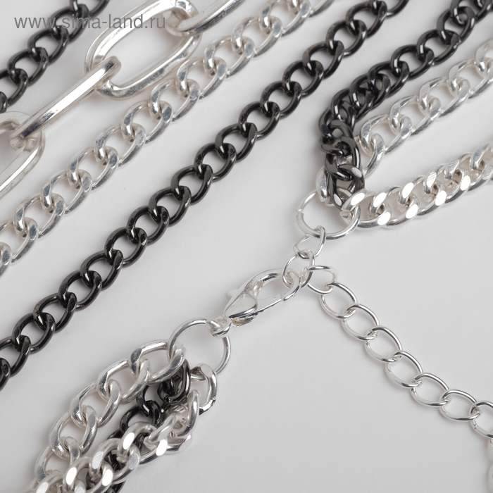 Кулон «Цепь» квадратная жемчужина в огранке, цвет чёрно-белый в серебре, 55 см Кулон «Цепь» квадратная жемчужина в огранке, цвет чёрно-белый в серебре, 55 см