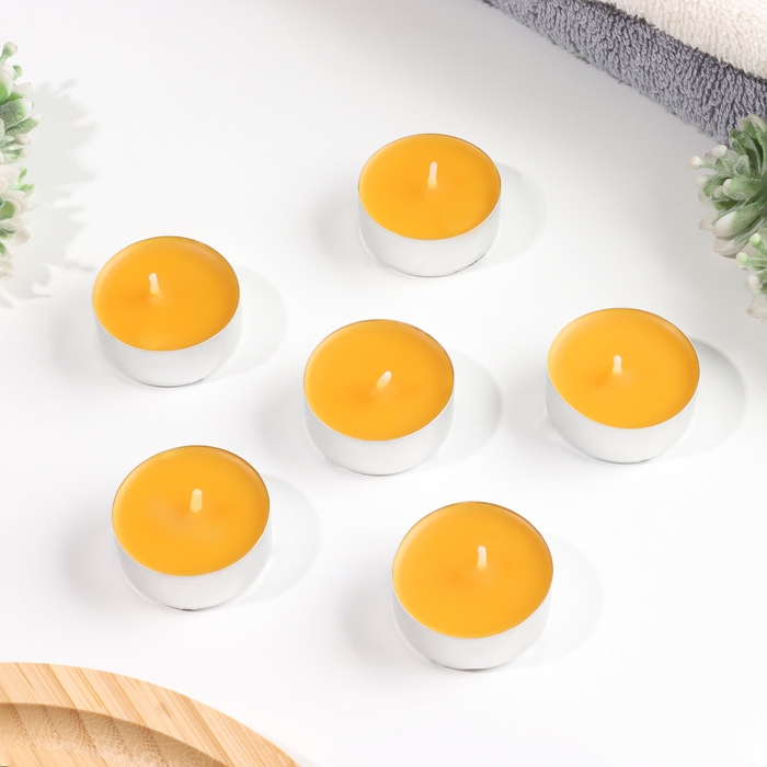 Набор чайных свечей ароматических Набор чайных свечей ароматических "Мёд", 3,8х1,6 см, 3,5 ч, 12 г, 6 штук