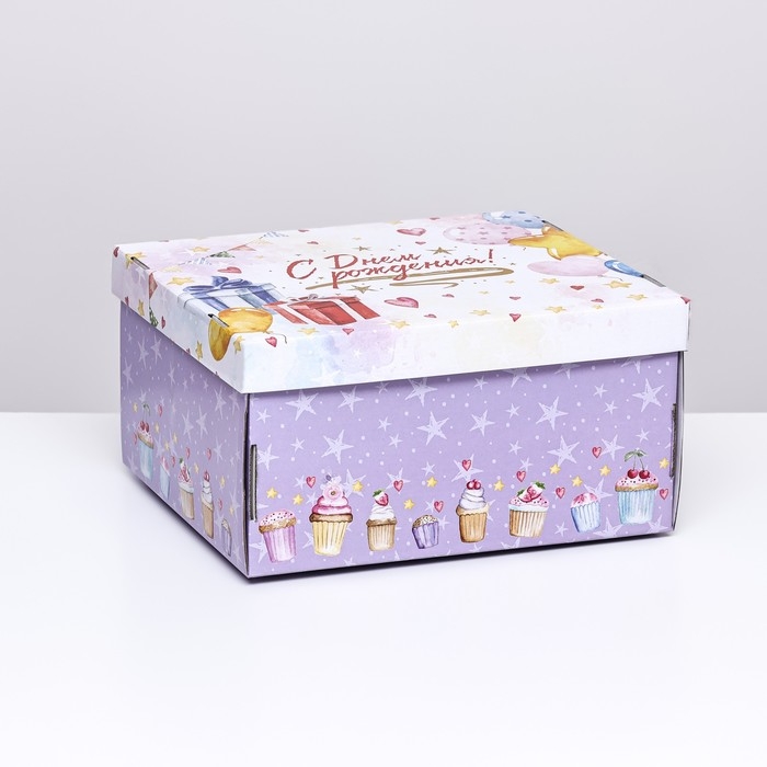 Складная коробка Складная коробка "С Днём Рождения", 31,2 х 25,6 х 16,1 см