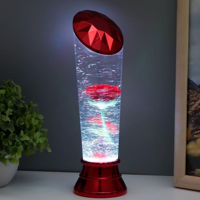Лава-лампа Лава-лампа "Роза" LED от батареек 3хАА USB красный 7,5х6,5х25см