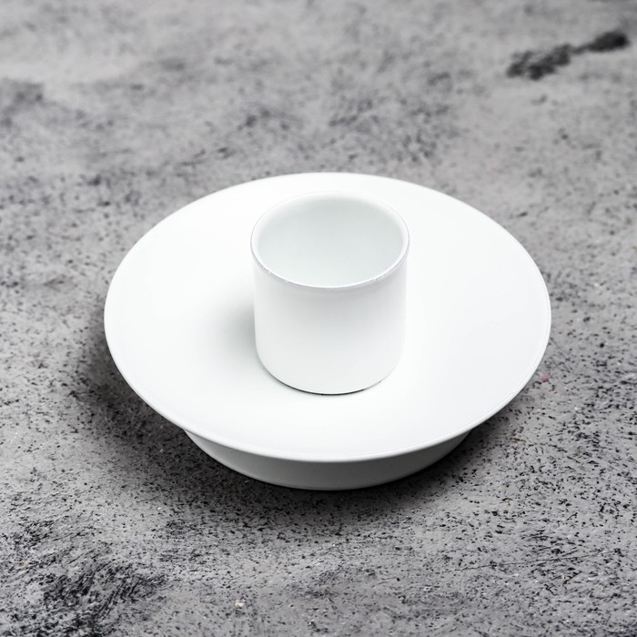 Подсвечник  Подсвечник "Лотос 2Н" металл на 1 свечу, 7,5х2,5 см, белый